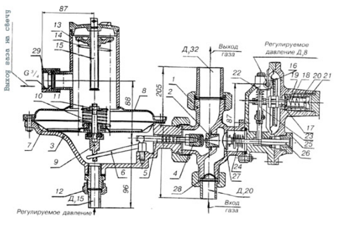 Чертеж регулятор давления РДГД-32/3