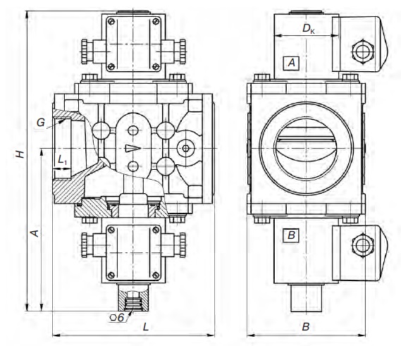 Клапаны электромагнитные ВН1½В-0,2, ВН2В-0,2 трехпозиционные муфтовые с одним регулятором расхода